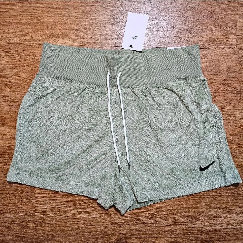 Nike Sportswear NSW Terry Shorts Green Cargo Khaki Women's Large L DV7822-386